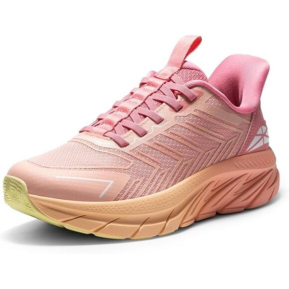 Allswifit Womens Size 9 Orange Pink Breathable Slip On Athletic Running Shoes - Picture 1 of 7
